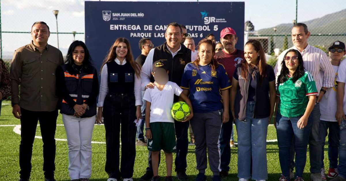 AUTORIDADES MUNICIPALES, ESTATALES Y FEDERALES ENTREGAN CANCHA DE FUTBOL 5 EN EL PARQUE LAS HACIENDAS 6